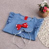 2016 Baby Girls Dress Cute Demin Kids Dresses For Girl Toddler A line Red bowties Dress Baby Clothing