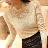 2015 Summer Style Long Sleeve Lace Blouse Big Size Lace Shirts Women Crochet Female Blouse Blusa De Renda Women's Shirt S0171