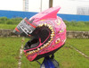 Green motorcycle helmet big mouth terrorist eyes funny gift helmets super alien