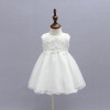 2015 Newborn Baby Christening Gown Infant Girl's White Princess Lace Baptism Dress Toddler Baby Girl Chiffon Dresses 3pcs/set