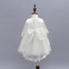 2015 Newborn Baby Christening Gown Infant Girl's White Princess Lace Baptism Dress Toddler Baby Girl Chiffon Dresses 3pcs/set