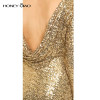 Honey Qiao Bridesmaid Dresses Rose Gold Sequins Mermaid Long Sleeves 2017 Champagne Burgundy Maid of Honor Gowns Real Photo