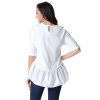 MUSENDA Hot Sales Women Summer Casual Fashion Loose Chiffon Shirts O-Neck Half Sleeve Ruffles Hem White Blouses Tops
