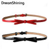 New Arrivlas Fashion Korea Faux Leather Small Bow Decoration Thin Belts Women's Casual Slim Belts Fine Hot Sale Free Shippings