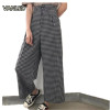 New 2017 Korean Fashion Plaid Casual Loose Women Wide Pants 416187 Un pantalon