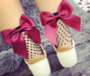 New 2017 Fashion Women Ruffle Large Fishnet Ankle High Socks Bow Tie Mesh Lace Fish Net Short Socks