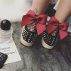 New 2017 Fashion Women Ruffle Large Fishnet Ankle High Socks Bow Tie Mesh Lace Fish Net Short Socks