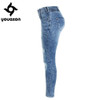 2082 Youaxon Women`s Ruffles Waist Brand New Stretch Ripped Skinny Pencil Pants Jeans For Women Denim Jean