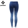 2087 Youaxon Women`s Gradient Effect Dark Blue Mid Low Waist Stretchy Ripped Pencil Skinny Denim Pants Jeans For Women Jean