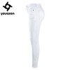 2067 Youaxon Women`s Distressed Curvy White Mid High Waist Stretch Denim Pants Ripped Skinny Jeans For Woman Jean