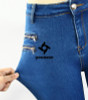 2020 Youaxon Women`s Fashion Plus Size Mid High Waist Ultra Stretch Zip Decor Navy Blue True Denim Skinny Jeans For Woman