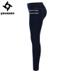 2020 Youaxon Women`s Fashion Plus Size Mid High Waist Ultra Stretch Zip Decor Navy Blue True Denim Skinny Jeans For Woman