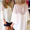 2018 ZANZEA Summer Women Chiffon Patchwork Lace Solid Shirts Casual Loose White Blouses Tops Plus Size Baggy Blusas Femininas