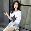 2018 Women's New Summer women t shirt Loose White Print Short Sleeve Casual Cotton T-Shirt bts friends tv