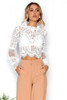 2018 Women Summer Sexy Lace Crop Tops Long Sleeve Shirt Casual Slim Lace Blouse