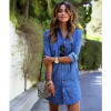 2018 Women Summer Casual Denim Dresses Pockets Elegant Cowboy Fashion Women Feminino Lady Slim Shirt Dress Jeans S-XXL Size