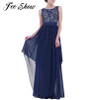 2018 Sexy Womens Elegant Flower Maxi Lace Dress vestido de festa Backless Dress Fashion Pageant Princess Party Formal Long Dress