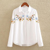 Embroidery White Cotton Shirt 2018 Autumn New Fashion Women Blouse Long Sleeve Casual Tops Loose Shirt Blusas Feminina plus size