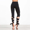 Elegant Women Ballet Leggings Sporting High Elastic Fitness Solid Bandage Cross-line Leggings For Women Workout Cropped Pants