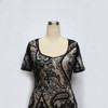 Elegant V Collar Short Sleeve Flower Bodycon Lace Dress Summer Dress Office Women Slim Midi Work Pencil Dress Tassel Vestidos