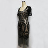 Elegant V Collar Short Sleeve Flower Bodycon Lace Dress Summer Dress Office Women Slim Midi Work Pencil Dress Tassel Vestidos