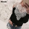 New Spring Sexy Lace Blouses Shirts Women Patchwork Off Shoulder Tops 2018 Blusas 4 Colors Slim Party Womens Blouse