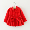 NEW Spring Autumn Girls Double Breasted Cardigan Infant baby kids Lace Coat Children Outwear Coats Belt Trench S1309
