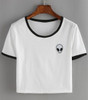 New Hot Women Tops Rose Print Design Aliens T Shirts Women Short Sleeve Tee Shirt Comfortable Female Students T-shirts Teenagers
