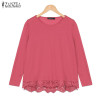 Autumn Blouse 2018 ZANZEA Fashion Women Long Sleeve O-Neck Casual Tops Sexy Lace Crochet Blusas Shirts Plus Size