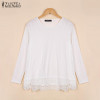Autumn Blouse 2018 ZANZEA Fashion Women Long Sleeve O-Neck Casual Tops Sexy Lace Crochet Blusas Shirts Plus Size
