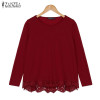 Autumn Blouse 2018 ZANZEA Fashion Women Long Sleeve O-Neck Casual Tops Sexy Lace Crochet Blusas Shirts Plus Size