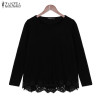 Autumn Blouse 2018 ZANZEA Fashion Women Long Sleeve O-Neck Casual Tops Sexy Lace Crochet Blusas Shirts Plus Size