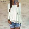 Autumn Blouse 2018 ZANZEA Fashion Women Long Sleeve O-Neck Casual Tops Sexy Lace Crochet Blusas Shirts Plus Size
