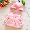 Autumn Baby Parka Plus Thick Velvet Baby Girls Snow Wear Infant Girls Outerwear Coat Double-breasted Bow Toddler Girls Clothing