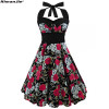 HimanJie Retro Vintage Style Sleeveless 3D Skull Floral Printed 2017 Summer Women Dress Halter Plus Size Party Sexy Casual Dress HimanJie Retro Vintage Style Sleeveless 3D Skull Floral Printed 2017 Summer Women Dress Halter Plus Size Party Sexy Casual Dress