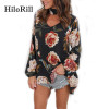 HiloRill Chiffon Blouse 2018 Spring Floral Print Sexy Tops Casual Long Sleeve V-Neck Office Women Blouse Shirt Tunic Tops Blusas