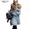 HIJKLNL Women Winter Down Coats With Really Raccoon Fur Collar Female Long Down Jackets 2017 Warm Hooded Down Parkas LZ103