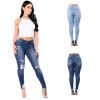 High Waisted Skinny Fit Denim Pants Stretch Womens Jeans Ripped Knee