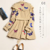 Casacos 2017 New Spring Autumn Sobretudo feminino Coat Embroidery Butterfly pattern double breasted British style Trench coat