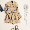 Casacos 2017 New Spring Autumn Sobretudo feminino Coat Embroidery Butterfly pattern double breasted British style Trench coat