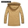 Manvelous 5XL Parka Winter Jacket Men Fashion Casual Solid Mid-Length Pocket Button Thick Hooded Mens Winter Jackets Parka Coats