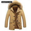 Manvelous 5XL Parka Winter Jacket Men Fashion Casual Solid Mid-Length Pocket Button Thick Hooded Mens Winter Jackets Parka Coats