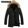 Manvelous 5XL Parka Winter Jacket Men Fashion Casual Solid Mid-Length Pocket Button Thick Hooded Mens Winter Jackets Parka Coats
