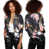 2017 New Bomber Jacket Print Flowers Women White Souvenir Jacket Coat Casual Baseball Jacket Sukajan Zipper chaquetas mujer