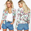 2017 New Bomber Jacket Print Flowers Women White Souvenir Jacket Coat Casual Baseball Jacket Sukajan Zipper chaquetas mujer