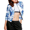2017 New Bomber Jacket Print Flowers Women White Souvenir Jacket Coat Casual Baseball Jacket Sukajan Zipper chaquetas mujer