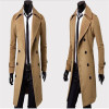 2017 New Autumn Winter Wool Coat Double Breasted Slim Fit Trench Coat Long Section Overcoat Casual Pea Coat For Men M-4XL