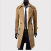 2017 New Autumn Winter Wool Coat Double Breasted Slim Fit Trench Coat Long Section Overcoat Casual Pea Coat For Men M-4XL