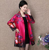 2017 New Autumn Winter Middle-aged loose cardigan Coat lapels printing Long sleeve coat Leisure leisure Mother coat  A0004