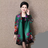 2017 New Autumn Winter Middle-aged loose cardigan Coat lapels printing Long sleeve coat Leisure leisure Mother coat  A0004
